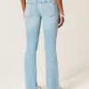 Jeans bootcut a vita bassa, strappati, lavaggio chiaro e ricamati