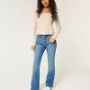 Jeans bootcut a vita media con lavaggio medio