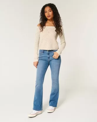 Jeans bootcut a vita media con lavaggio medio