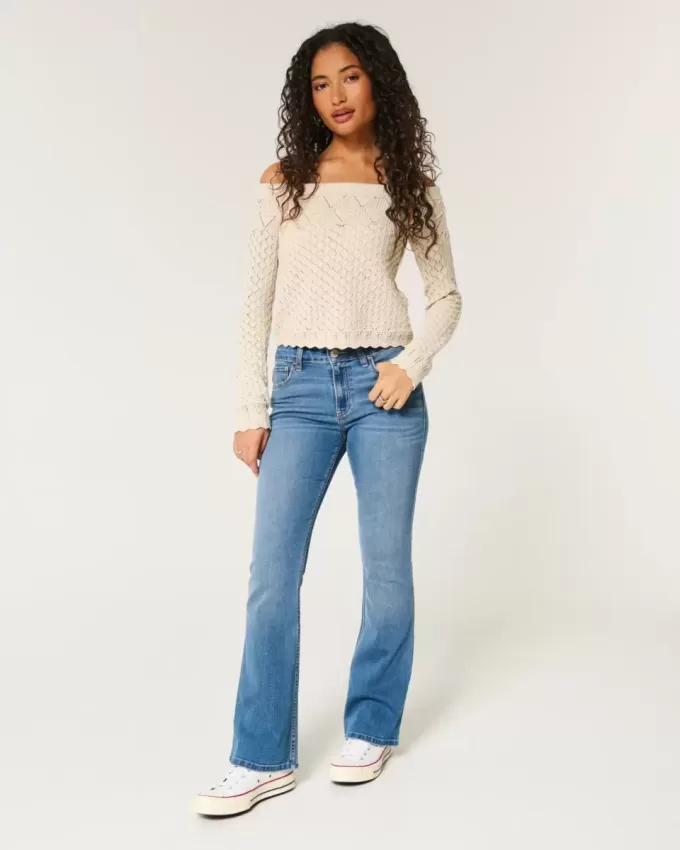 Jeans bootcut a vita media con lavaggio medio