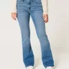 Jeans bootcut a vita media con lavaggio medio