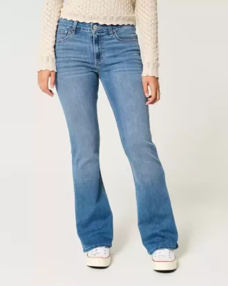 Jeans bootcut a vita media con lavaggio medio