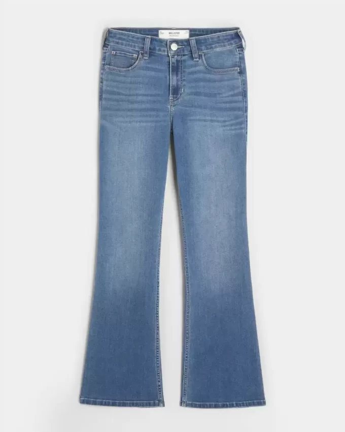 Jeans bootcut a vita media con lavaggio medio