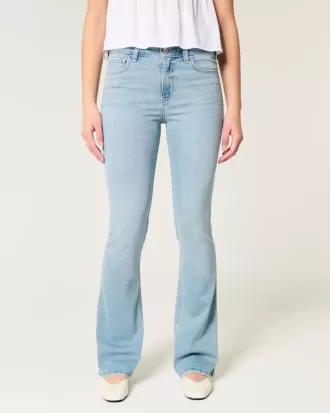 Jeans bootcut lavaggio chiaro a vita media