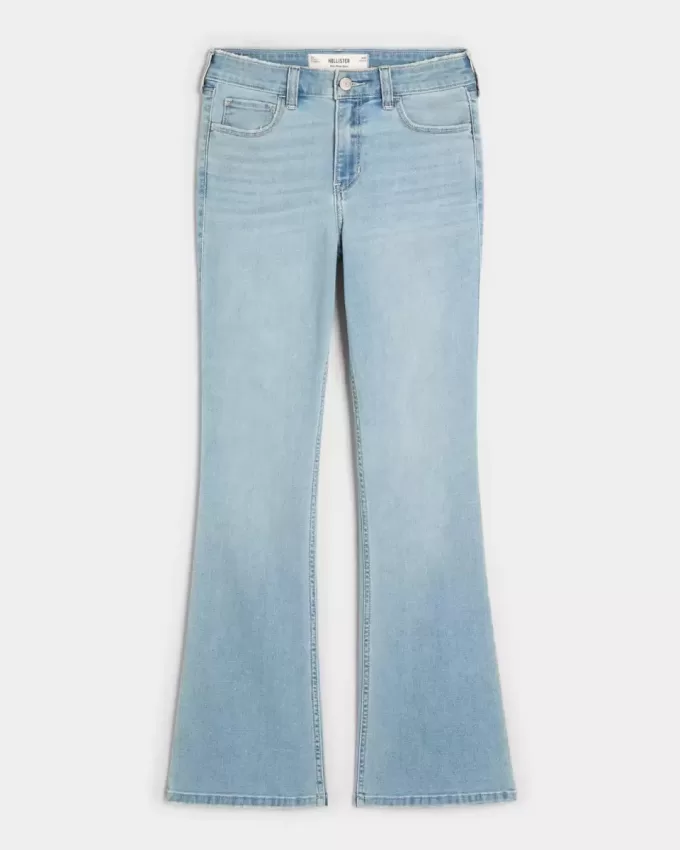 Jeans bootcut lavaggio chiaro a vita media