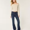Jeans bootcut lavaggio scuro a vita media