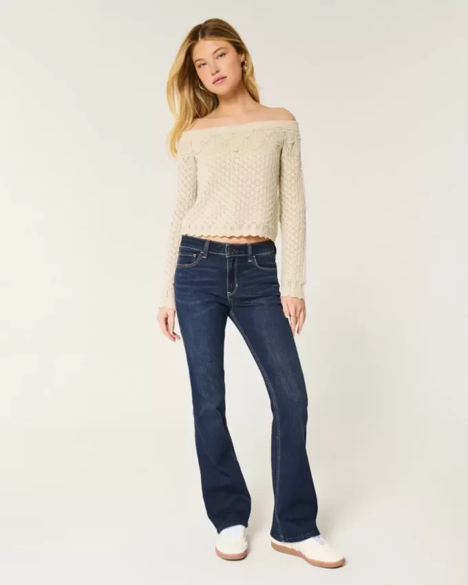 Jeans bootcut lavaggio scuro a vita media