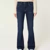 Jeans bootcut lavaggio scuro a vita media