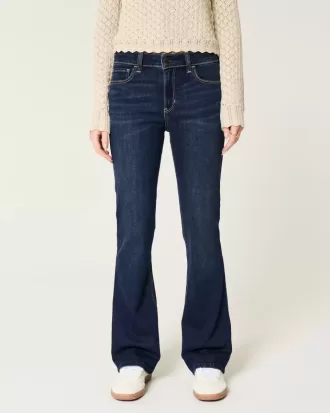 Jeans bootcut lavaggio scuro a vita media