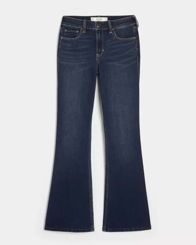 Jeans bootcut lavaggio scuro a vita media
