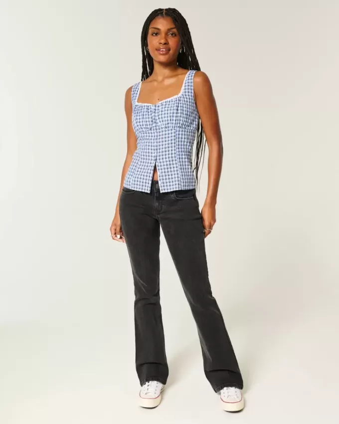 Jeans bootcut neri lavati a vita bassa Jeans bootcut neri lavati a vita bassa