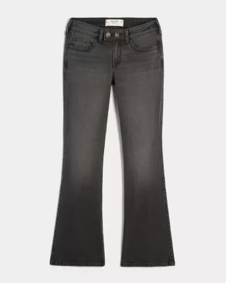 Jeans bootcut neri lavati a vita bassa