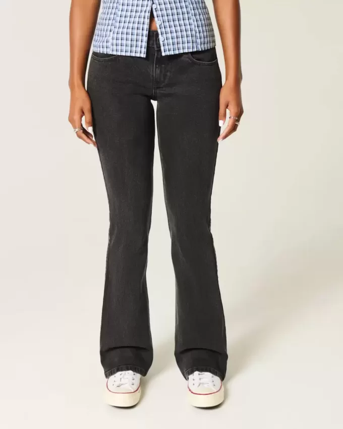 Jeans bootcut neri lavati a vita bassa Jeans bootcut neri lavati a vita bassa