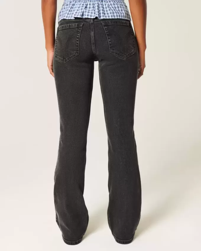 Jeans bootcut neri lavati a vita bassa Jeans bootcut neri lavati a vita bassa