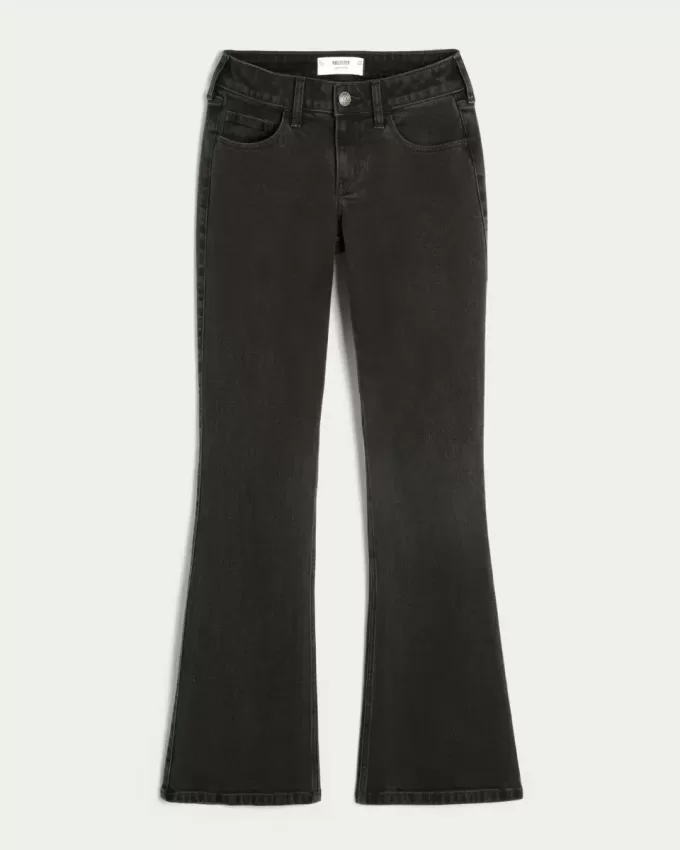 Jeans bootcut neri lavati a vita bassa Jeans bootcut neri lavati a vita bassa