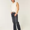 Jeans bootcut rilassati neri lavati