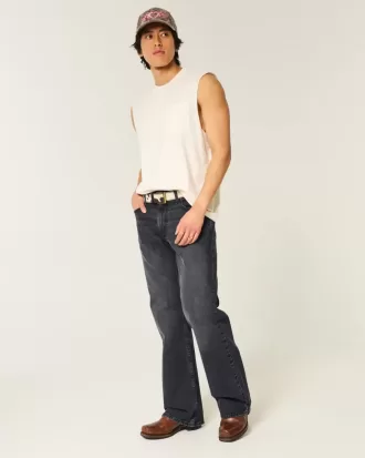 Jeans bootcut rilassati neri lavati