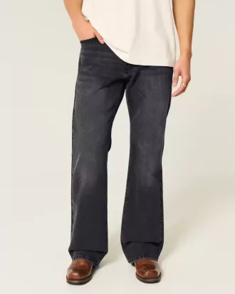 Jeans bootcut rilassati neri lavati