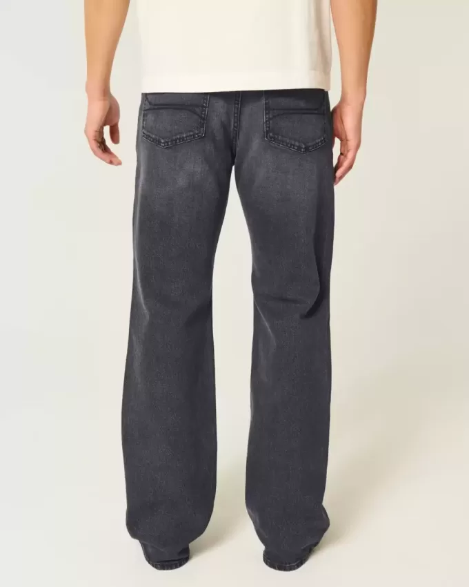 Jeans bootcut rilassati neri lavati