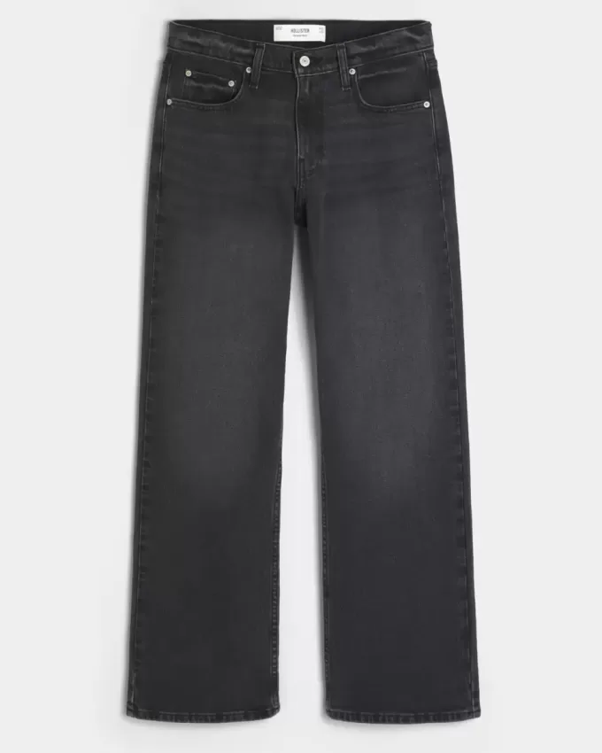 Jeans bootcut rilassati neri lavati