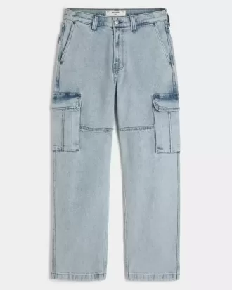 Jeans cargo larghi con lavaggio chiaro