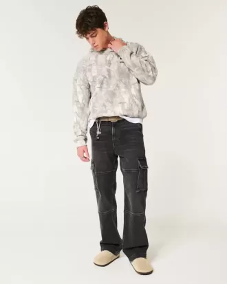 Jeans cargo larghi neri lavati