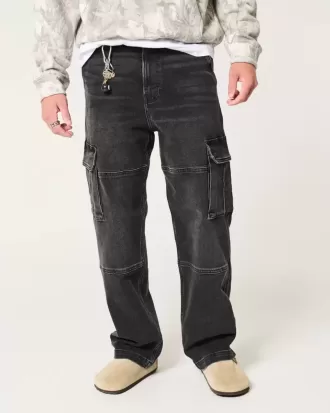 Jeans cargo larghi neri lavati