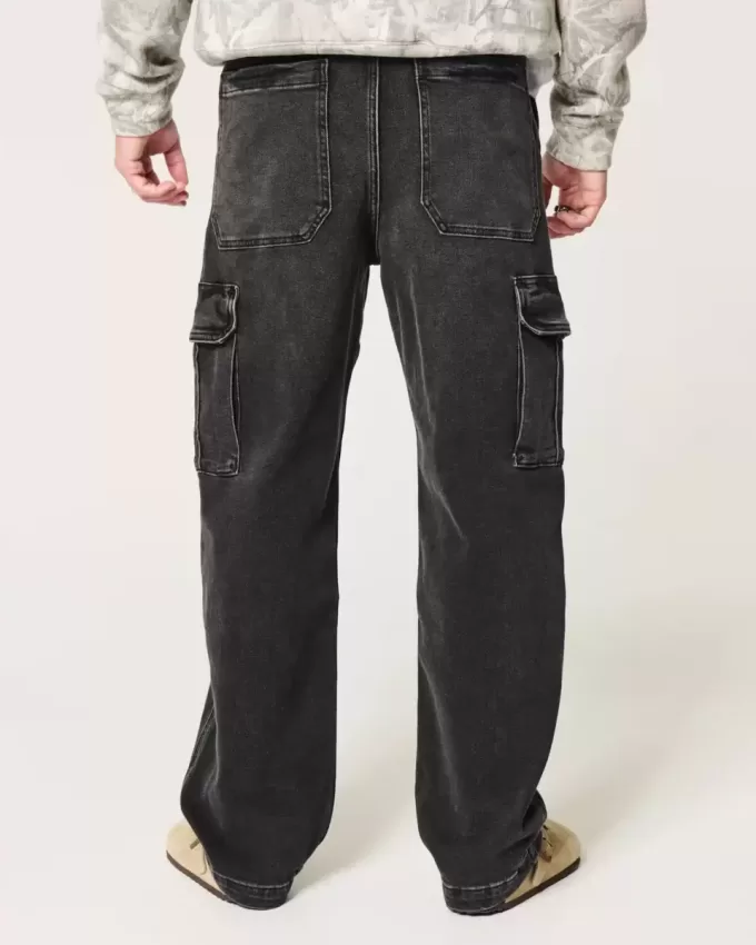 Jeans cargo larghi neri lavati