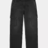 Jeans cargo larghi neri lavati
