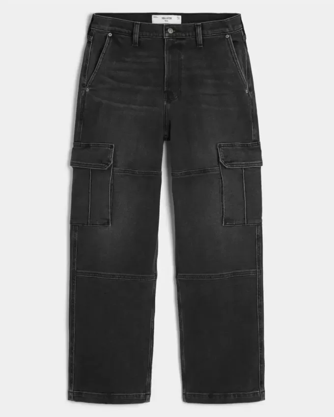 Jeans cargo larghi neri lavati