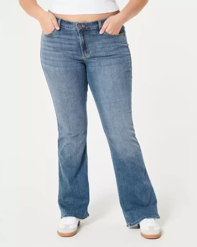 Jeans Curvy a vita media con lavaggio medio