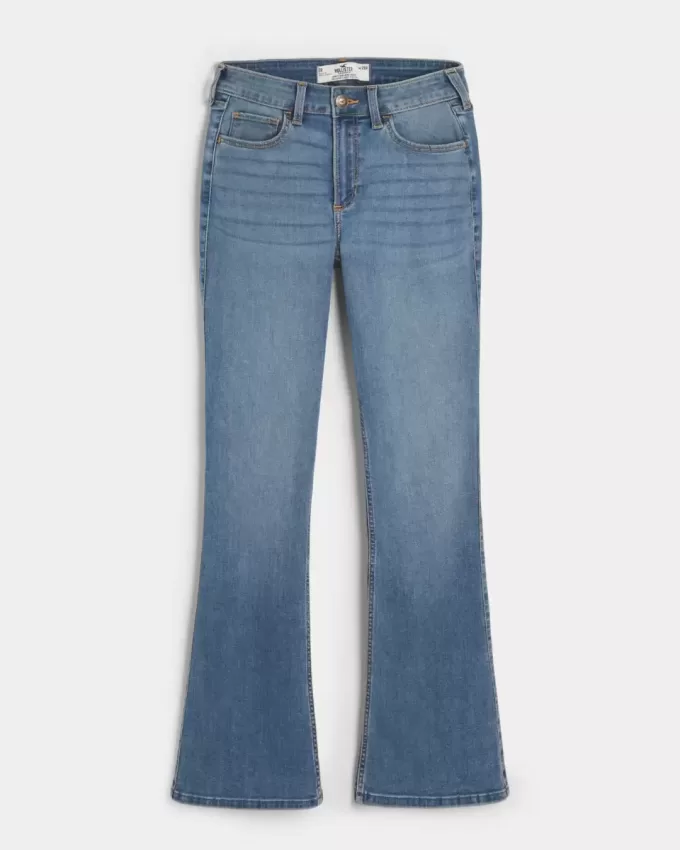 Jeans Curvy a vita media con lavaggio medio