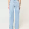 Jeans da papà a vita alta con strappi e lavaggio medio