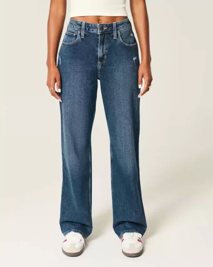 Jeans da papà a vita alta effetto consumato