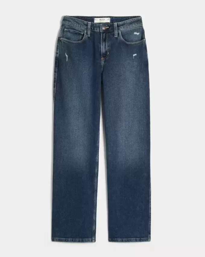 Jeans da papà a vita alta effetto consumato