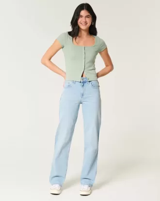 Jeans Dad a vita alta con lavaggio chiaro