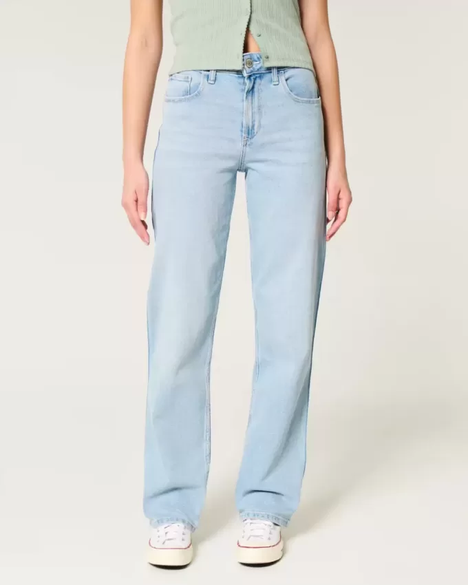 Jeans Dad a vita alta con lavaggio chiaro