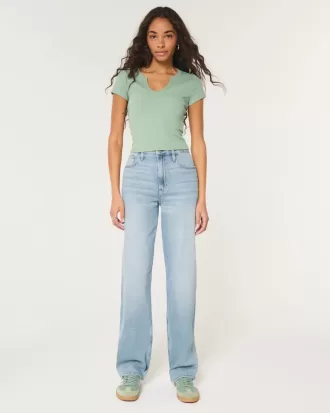 Jeans Dad a vita alta con lavaggio medio