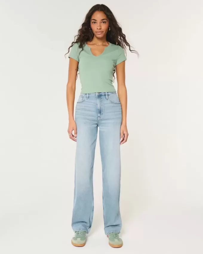 Jeans Dad a vita alta con lavaggio medio