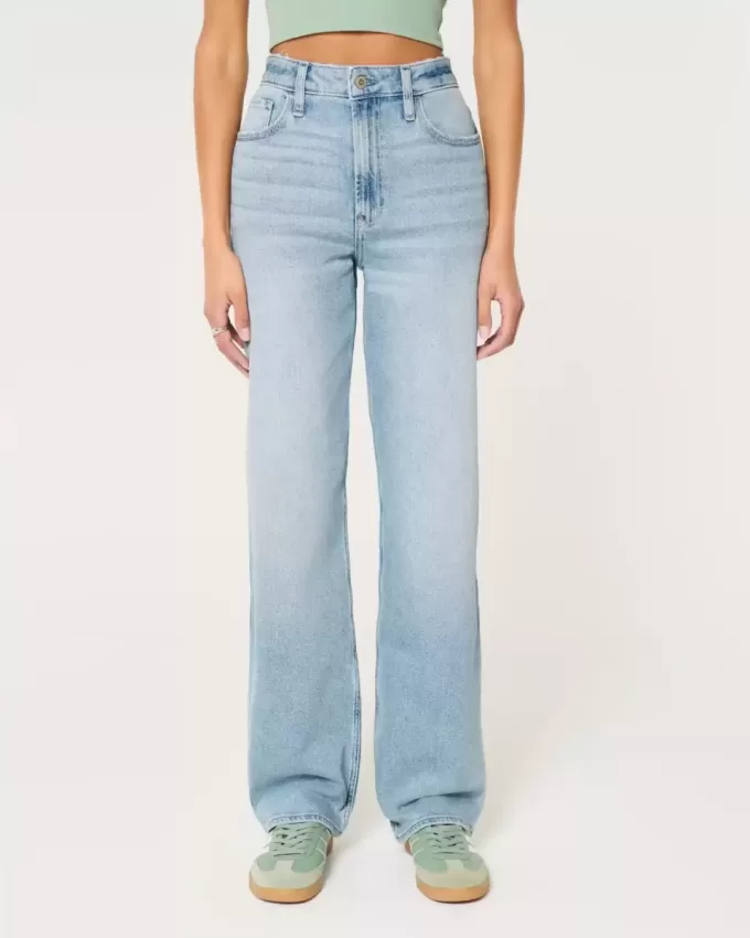 Jeans Dad a vita alta con lavaggio medio
