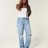 Jeans Dad Curvy a vita alta con strappi e lavaggio medio