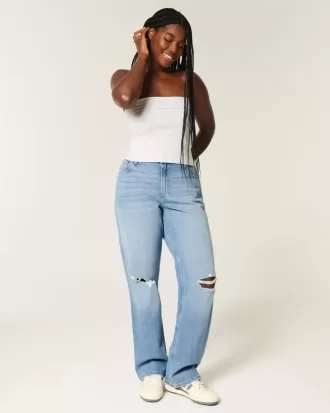 Jeans Dad Curvy a vita alta con strappi e lavaggio medio