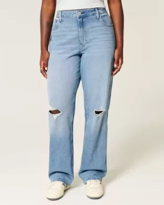 Jeans Dad Curvy a vita alta con strappi e lavaggio medio