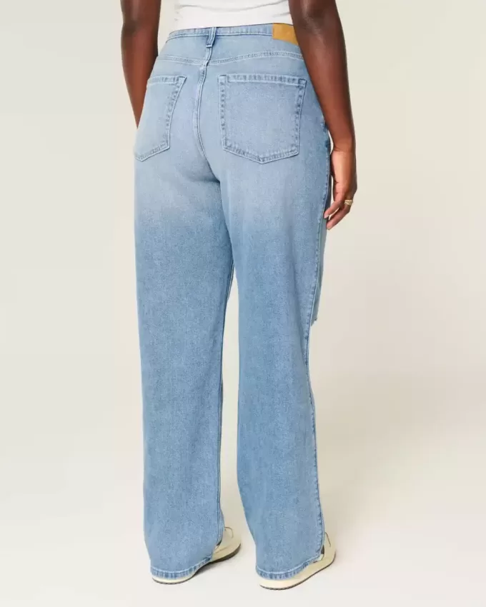 Jeans Dad Curvy a vita alta con strappi e lavaggio medio