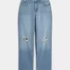 Jeans Dad Curvy a vita alta con strappi e lavaggio medio