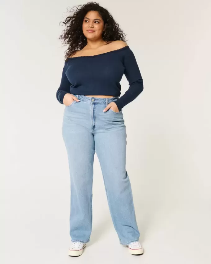 Jeans Dad Curvy a vita ultra alta e lavaggio medio