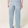 Jeans dritti a vita alta con lavaggio chiaro