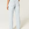 Jeans dritti a vita alta con lavaggio chiaro