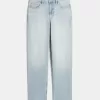 Jeans dritti a vita alta con lavaggio chiaro