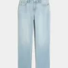 Jeans dritti a vita alta con lavaggio chiaro